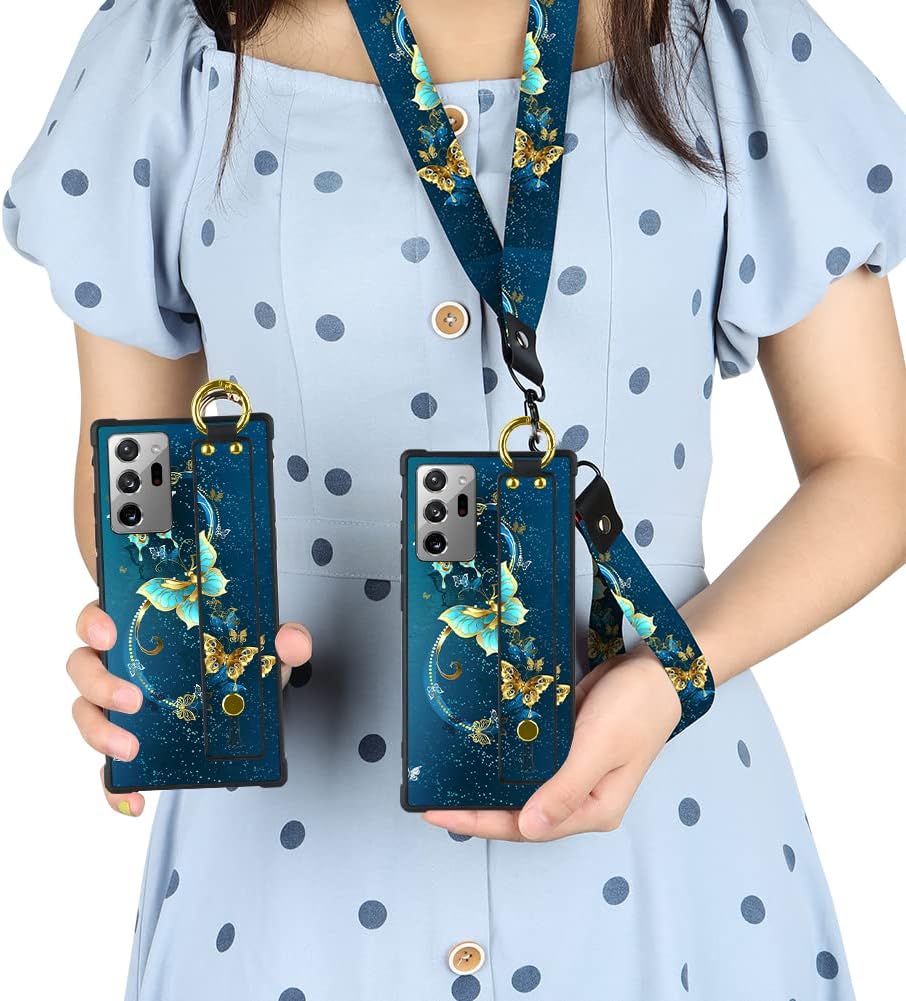 KANGHAR Funda para Samsung Galaxy Note 20 Ultra con diseño de mariposa azul para Samsung Galaxy Note 20 Ultra