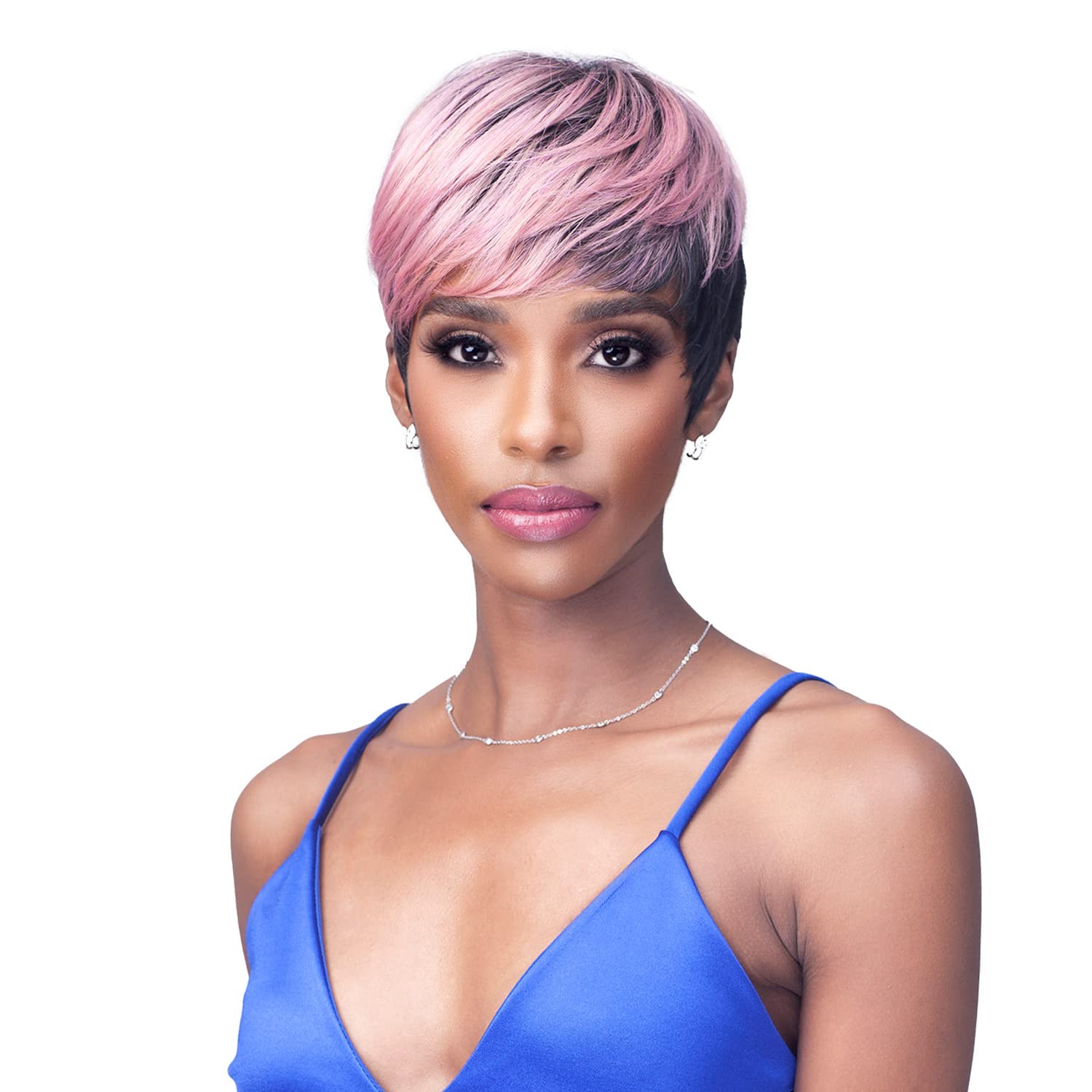 Peluca de pelo sintético prémium M1051 TISHA, peluca corta de cabello estilo salón de belleza con estilo de calor seguro (rojo atardecer)
