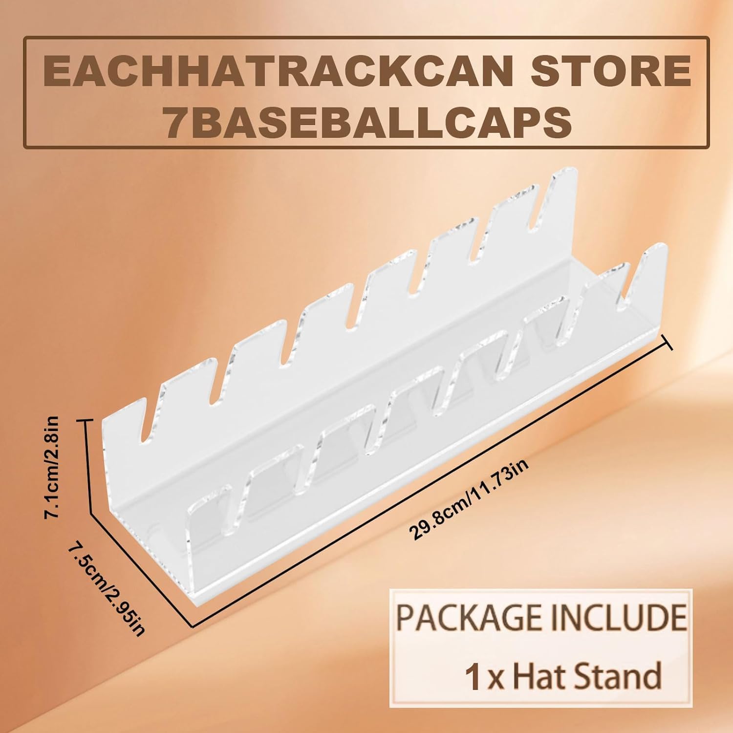SGELMA Soporte para gorras de béisbol 2024, 2 unidades, organizador de sombreros de acrílico sin instalación para 14 gorras de béisbol, estantes