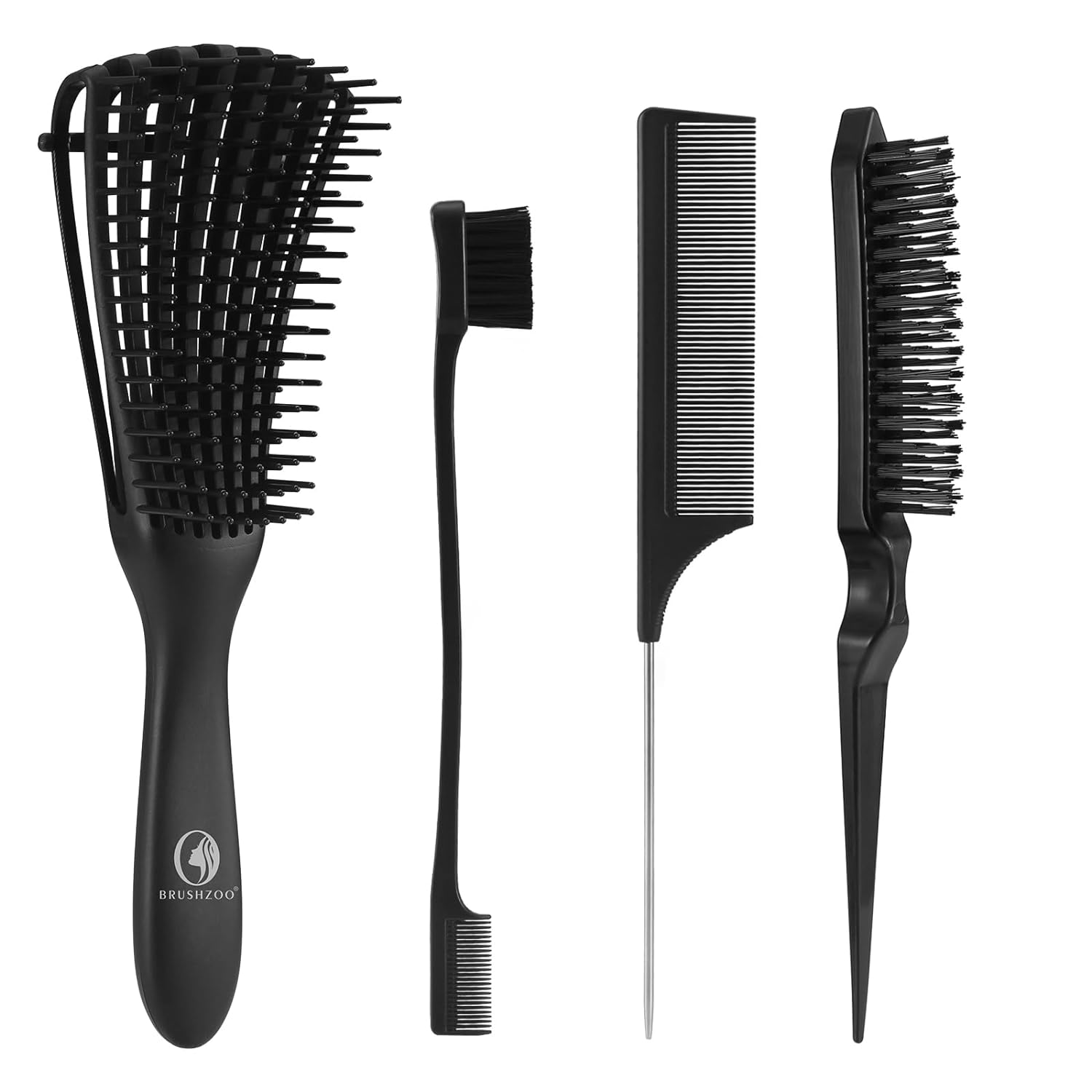 BRUSHZOO – Cepillo de pelo con peine para peinar el cabello, cepillos desenredantes para mujeres, hombres y niños, cabello rizado, juego de cepillos