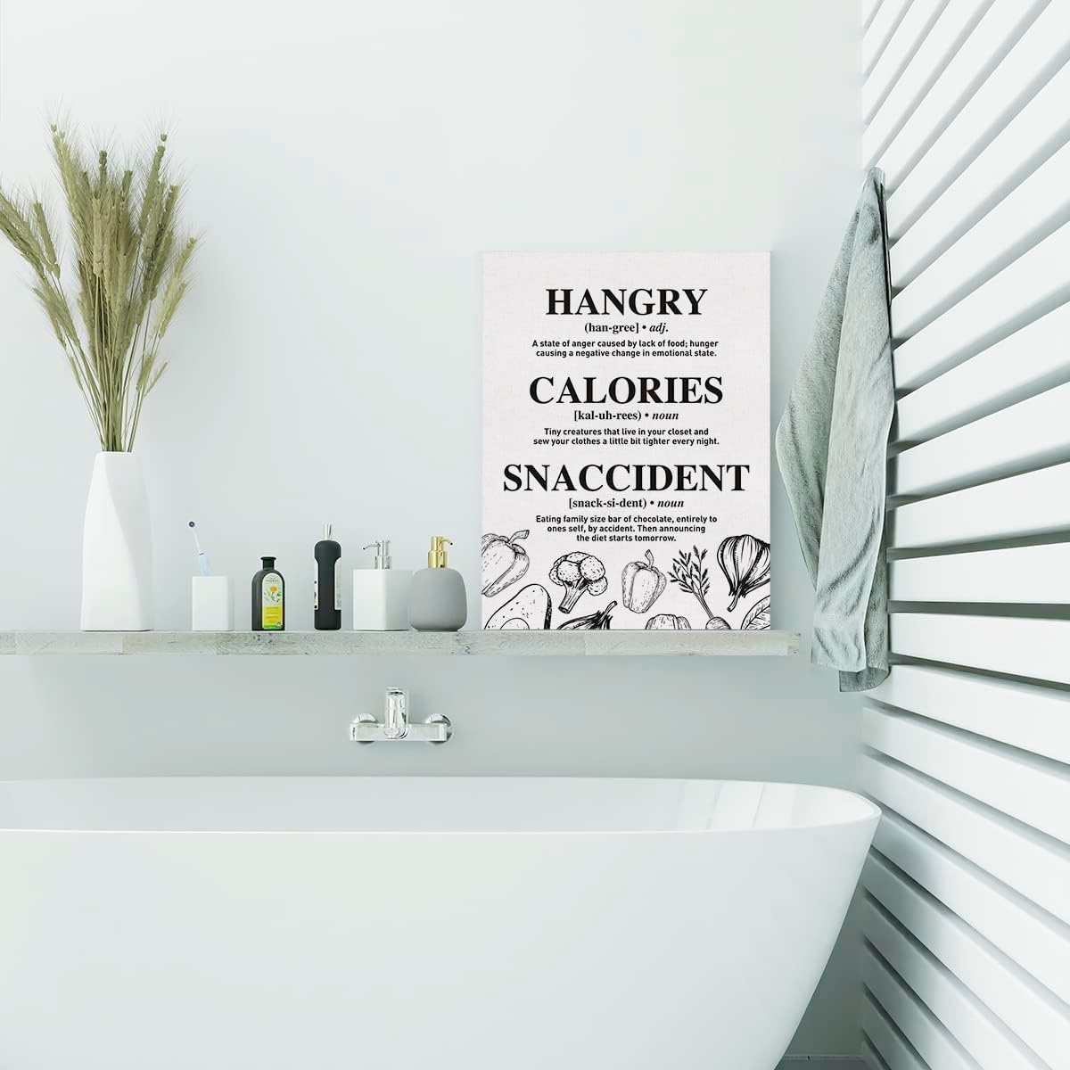 EVXID Hangry Calories Snaccident Definition – Póster en lienzo para cocina, decoración de pared de cocina, enmarcado listo para colgar, para