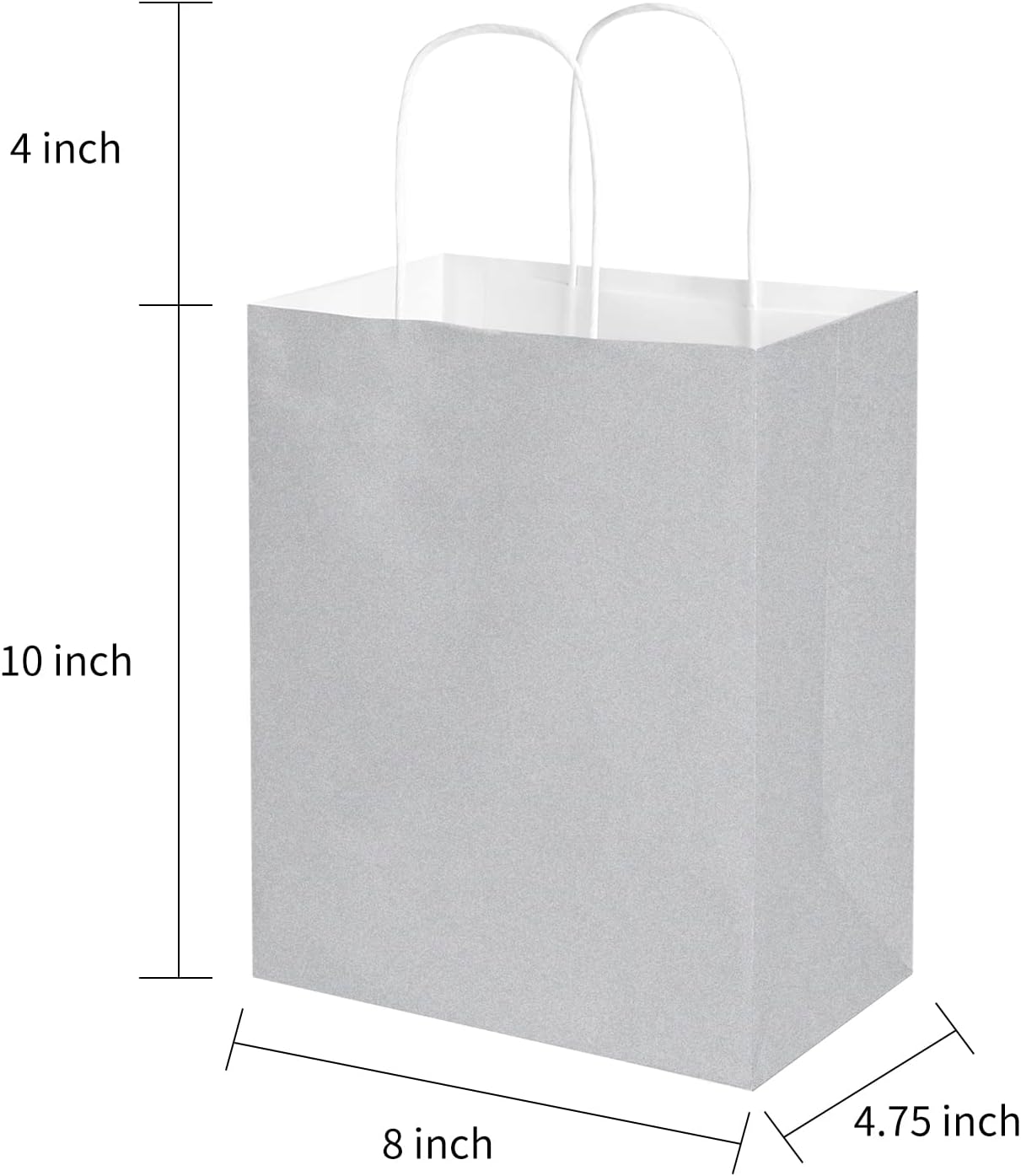Oikss Paquete de 50 bolsas de papel medianas de 8 x 4.75 x 10 pulgadas con asas, bolsas de papel kraft a granel, bolsas de papel kraft para