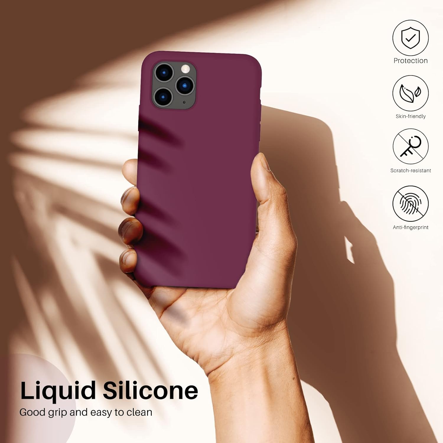 ORNARTO Funda de silicona líquida para iPhone 11 Pro Max (2019) de 6.5 pulgadas, goma de gel de silicona líquida suave y delgada