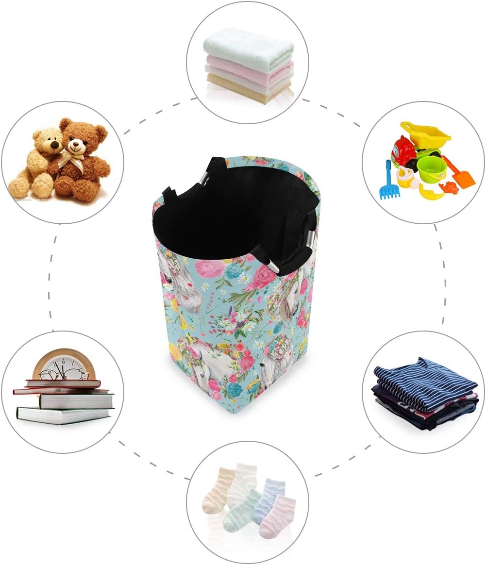 senya Cesta grande de almacenamiento plegable, organizador para ropa sucia, para guardería, juguetes, caballo y flores