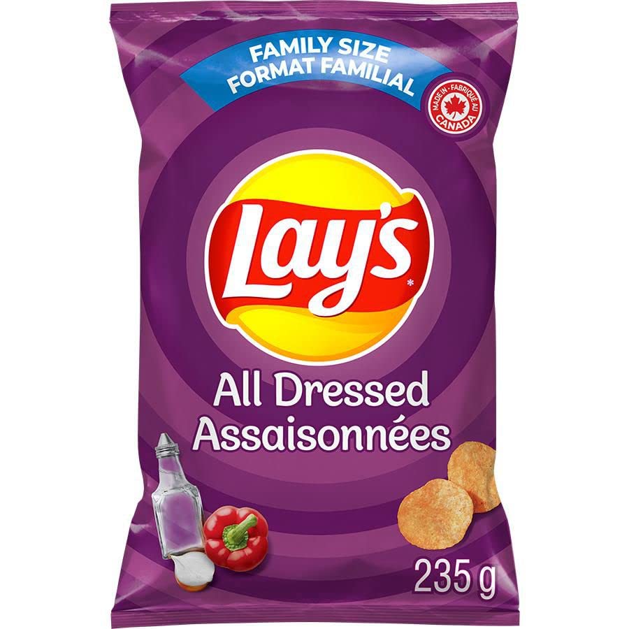 Lays All Dressed Potato Chips Family Bag 235g8.2oz (enviado desde Canadá)