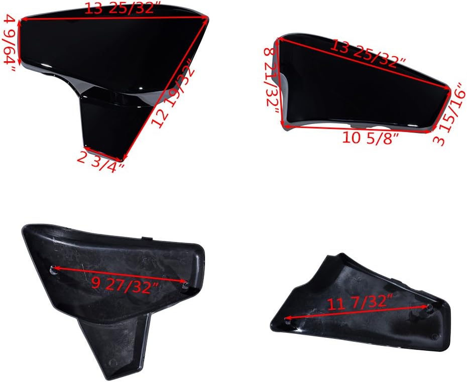 Cubierta lateral izquierda derecha de batería negra brillante compatible con Honda 1999-2008 VLX 600 1999-2007 VT 600 C CD Shadow VLX Deluxe