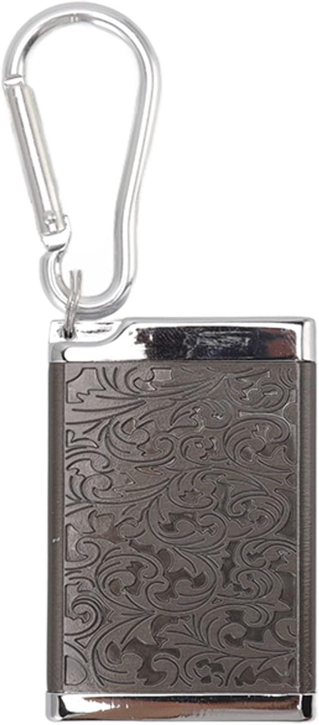 Caja de ceniza de cigarrillos en relieve Patrón de aleación de aluminio Cenicero de bolsillo (negro)