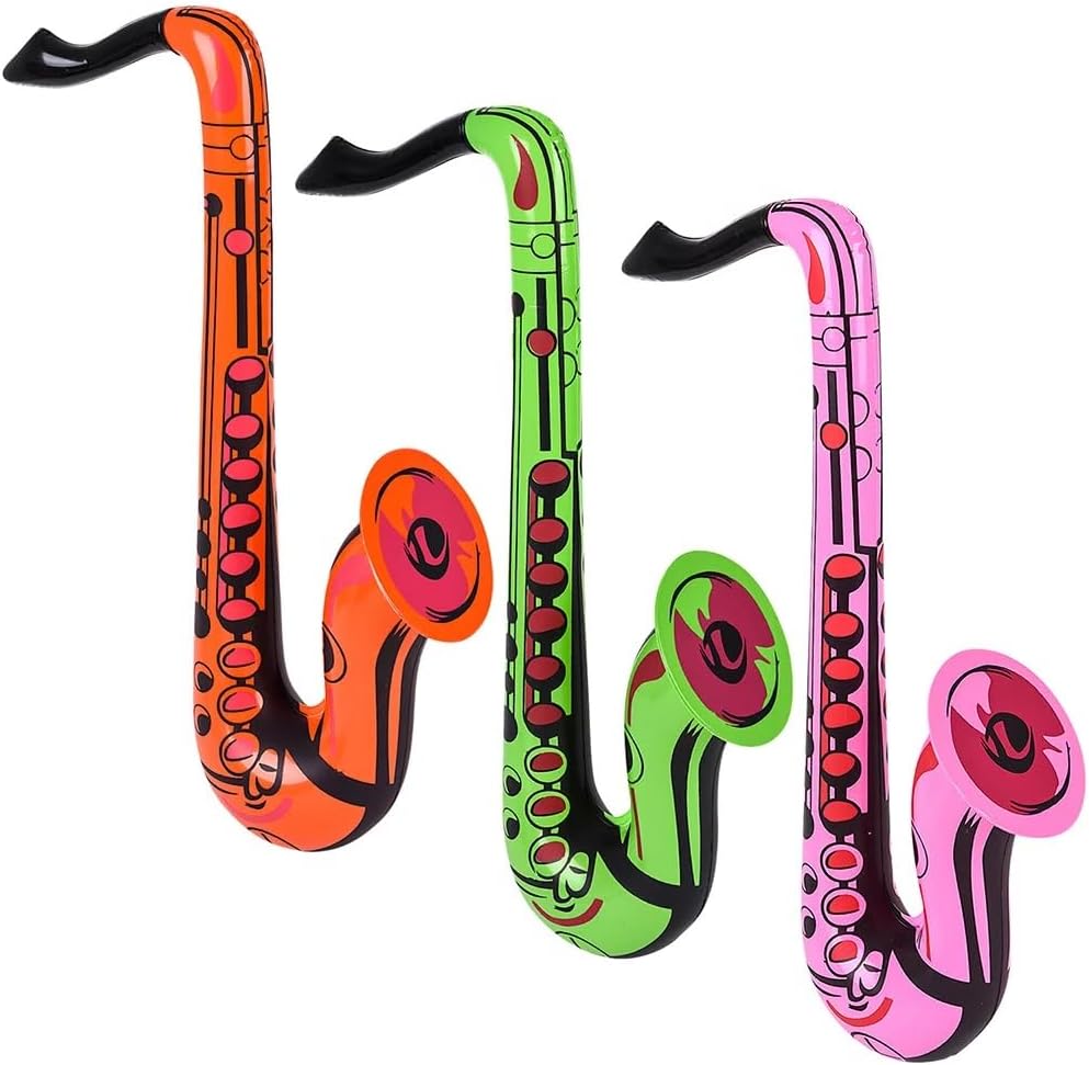 Colorido saxofón infla de 22 pulgadas (3 colores), instrumento musical inflable para juego simulado, concierto, jazz, sesión de fotos, cabina,
