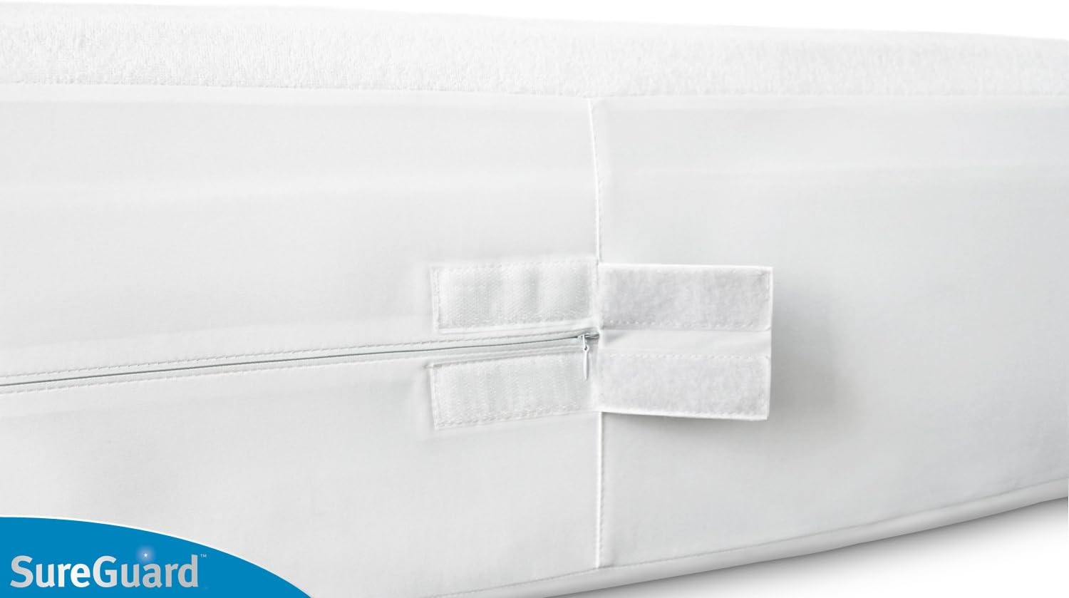 Funda SureGuard Mattress Encasement de seis lados con cremallera, 100 % impermeable, hipoalergénica, Profundidad 15.24 cm – 20.32 cm, Blanco,
