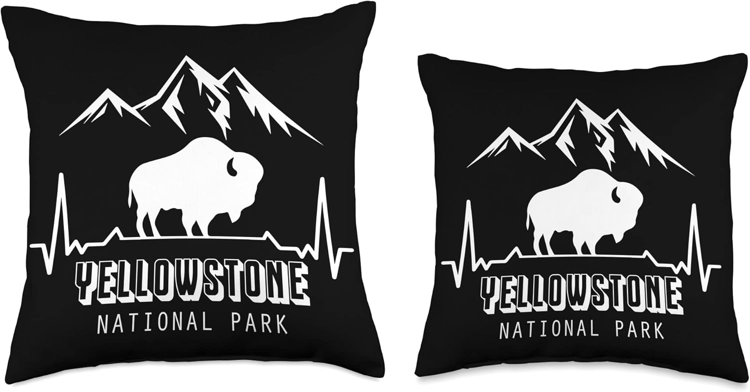 Yellowstone Volcano National Park Wyoming Souvenir National Park Heartbeat Yellowstone Hike Wyoming Mountain – Almohada de 18 x 18 pulgadas,