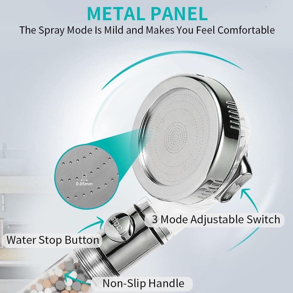 High Pressure Shower Head with Handheld & Shower Filter for Hard Water,Detachable Water Saving & Massage Setting Shower Heads with Hose and Holder