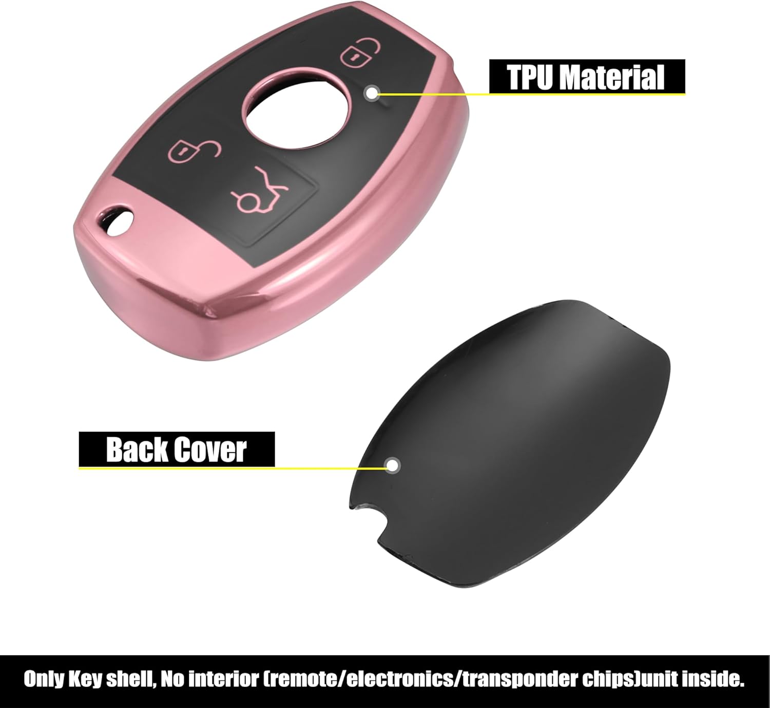 X AUTOHAUX Funda para llavero de automóvil con 3 botones y llavero rosa para Mercedes Benz C E S M CLS CLK G