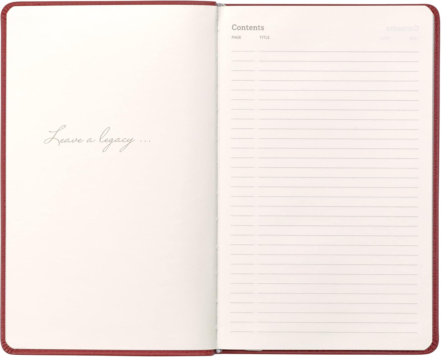 Cuaderno clásico de cuero, tapa blanda, rojo Britannica, grande (5.4 x 8.5 pulgadas), 234 páginas a rayas, colección Heritage, tabla de contenido
