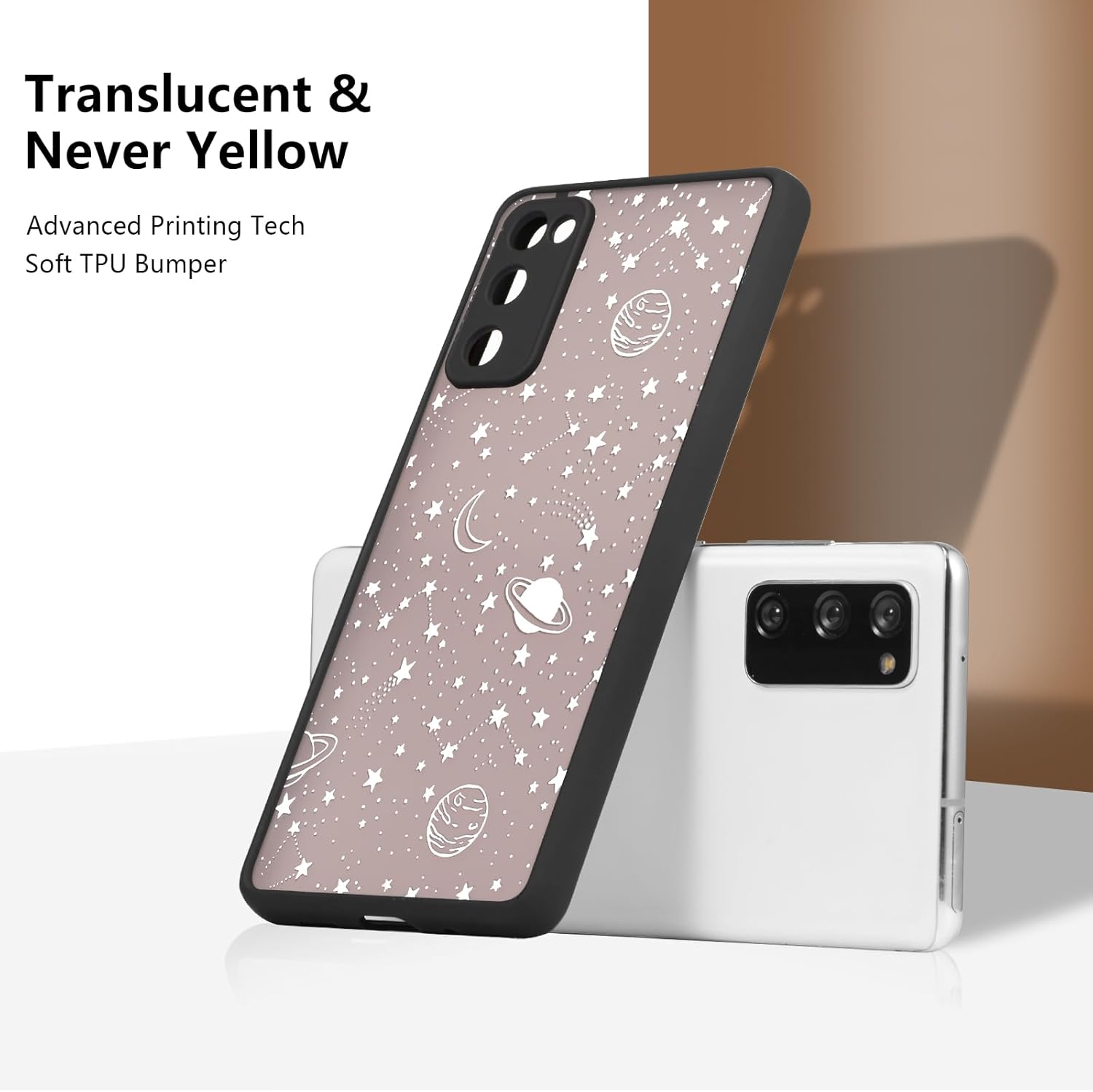 ZTOFERA Compatible con Samsung Galaxy S20 FE 5G, diseño de estrella planeta cielo translúcido esmerilado duro carcasa trasera de policarbonato de
