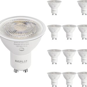 Paquete de 12 bombillas LED GU10 de luz diurna 5000 K, 6 W 582 LM regulables GU10 de dos puntas, reemplazo halógeno de 50 W, iluminación de pista, Paquete de 12 bombillas LED GU10 de luz diurna 5000 K, 6 W 582 LM regulables GU10 de dos puntas, reemplazo halógeno de 50 W, iluminación de pista,