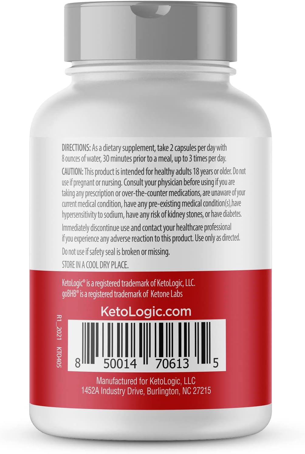 Ketologic Energy Capsules, BHB con cafeína, 60 cápsulas, suplemento de cetona sin gluten, complejo energético Keto, 30 porciones