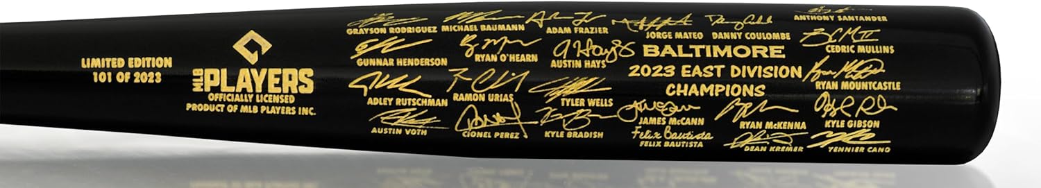 Baltimore 2023 East Division Champions Team Signature Black Maple Bat