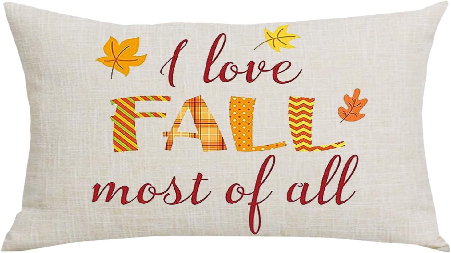 Funda de almohada decorativa de lino y algodón con texto en inglés “I Love Fall Most of All Y’all Home – Funda de almohada decorativa de lino y