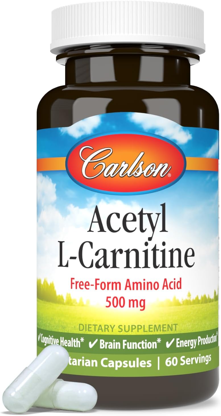 Carlson Labs Acetil L-Carnitina, 500 mg, 60 cápsulas