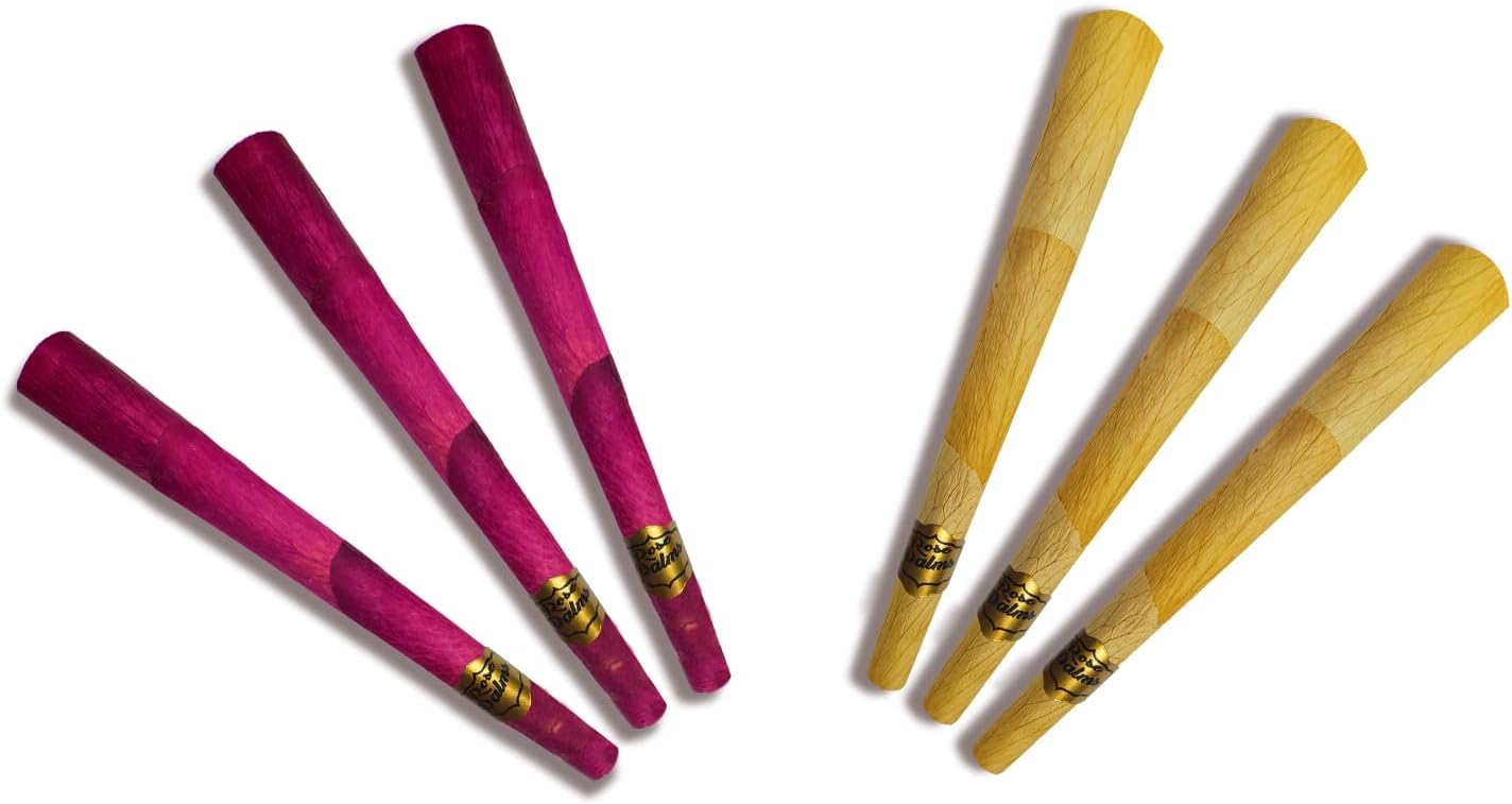 6 conos de preoll de pétalos de rosa originales y amarillos dobles de tamaño King l Conos naturales enrollados a mano l Conos sin blanquear W Filtro