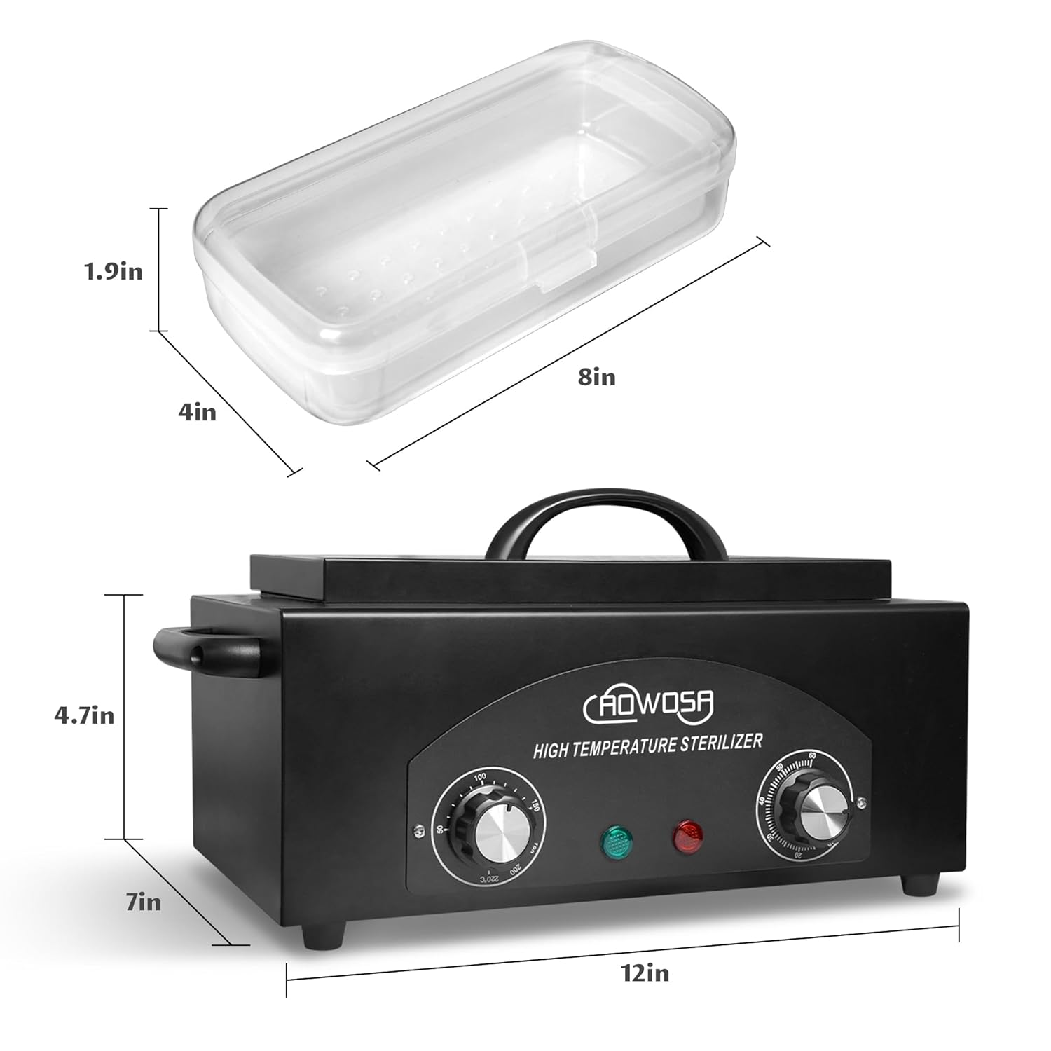 Caja de limpieza de herramientas de metal de alta temperatura, gabinete de calor seco de 2 L, limpieza de herramientas de metal para manicura,