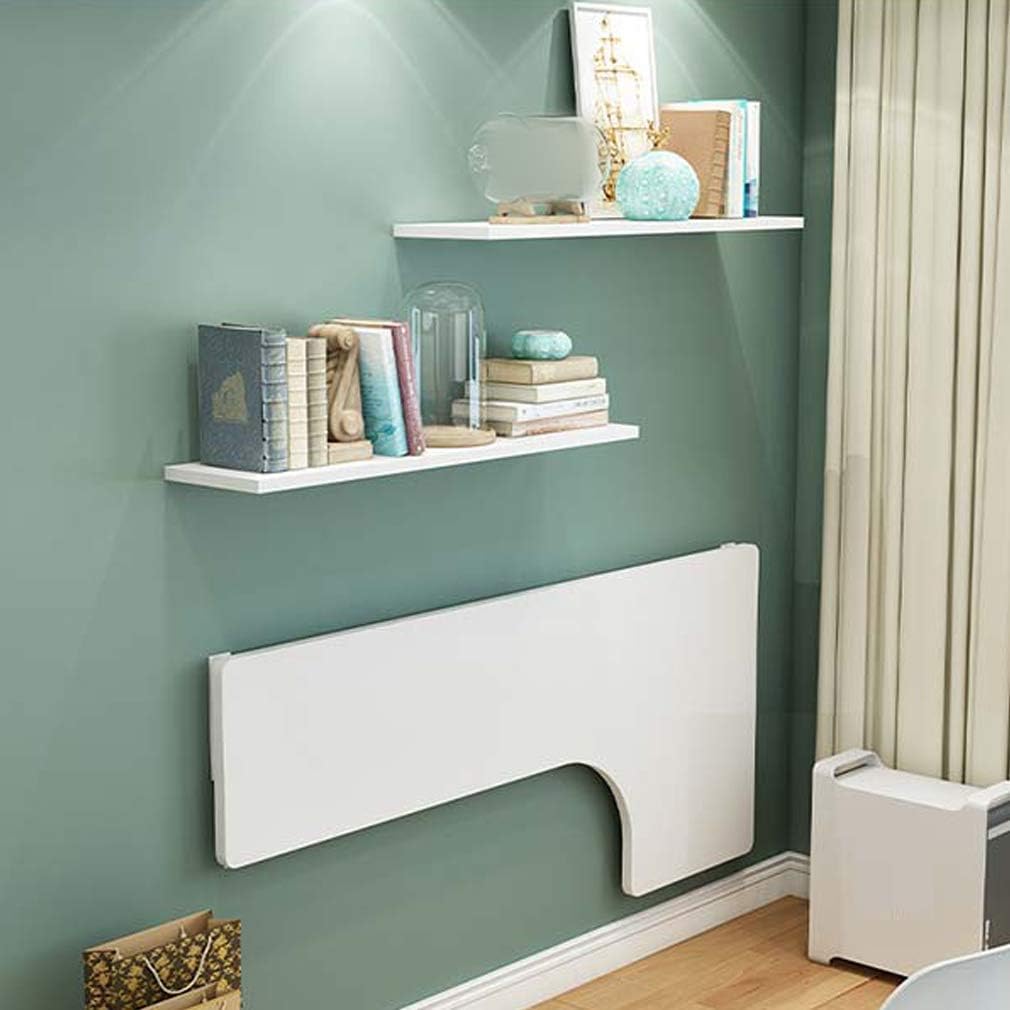 mesa plegable flotante de madera, multifunción, mesa de comedor, mesa de estudio, mesa de trabajo, 10 tamaños, con accesorios, Madera Acero, Blanco