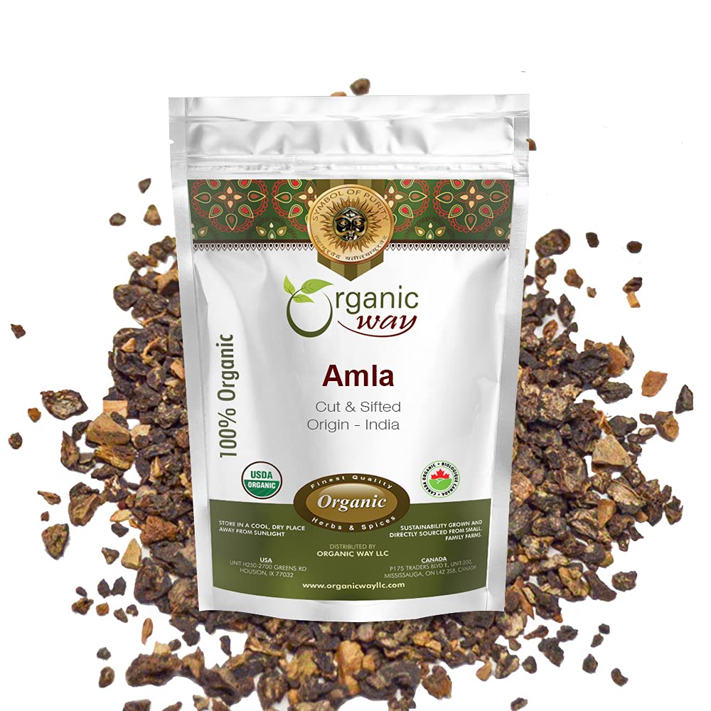Organic Way Seco Amlagrosella espinosa india cortado y tamizado (Phyllanthus emblica) – Certificado orgánico y Kosher  Crudo, vegano, sin OMG y sin