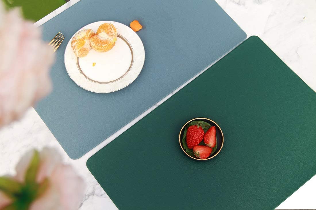TRENDY Mooon – Manteles individuales de piel sintética para mesa de comedor, manteles de poliuretano, resistentes al calor y a las manchas,