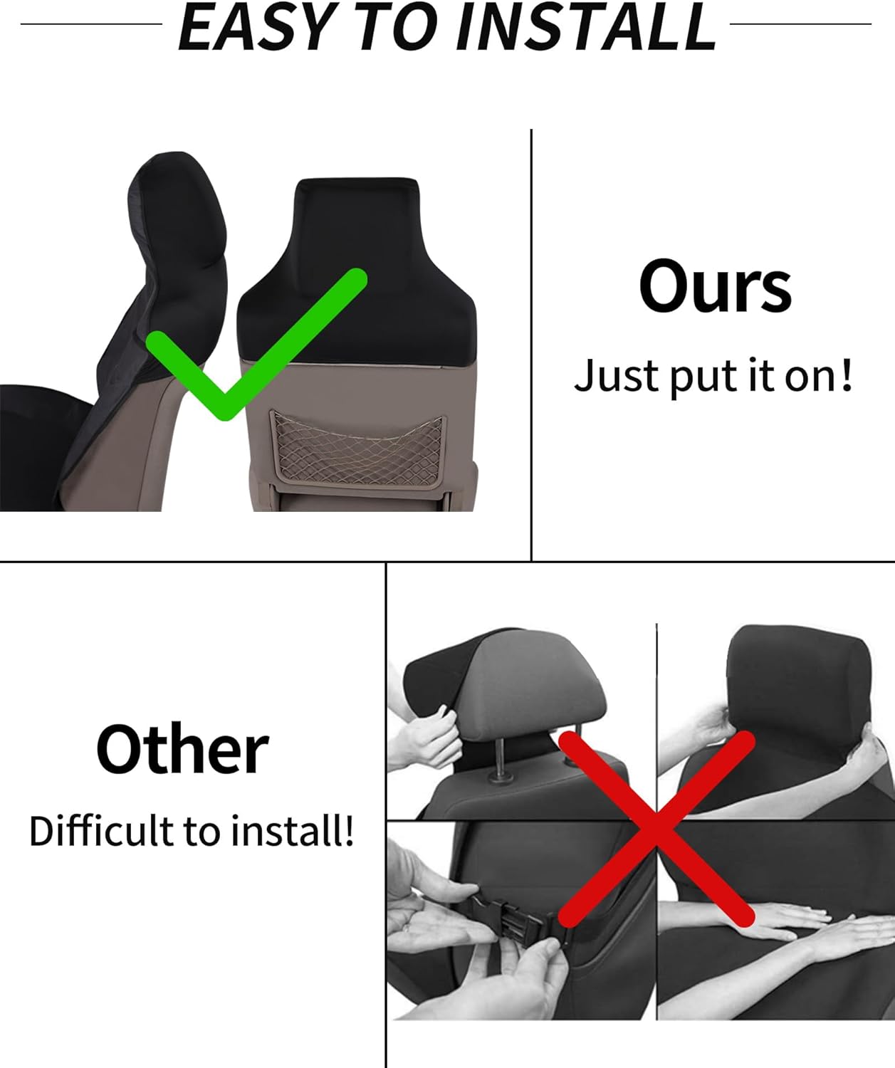 Funda impermeable para asiento de automóvil, ajuste universal, fundas de asiento delantero, parte inferior antideslizante, a prueba de sudor y fácil