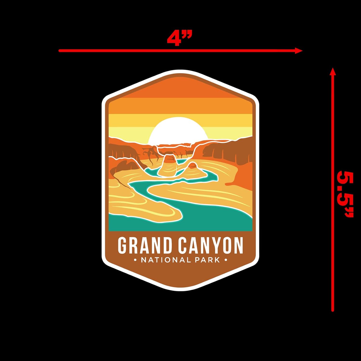 Calcomanía del Parque Nacional del Gran Cañón para portátil de 4 x 5.5 pulgadas (color)