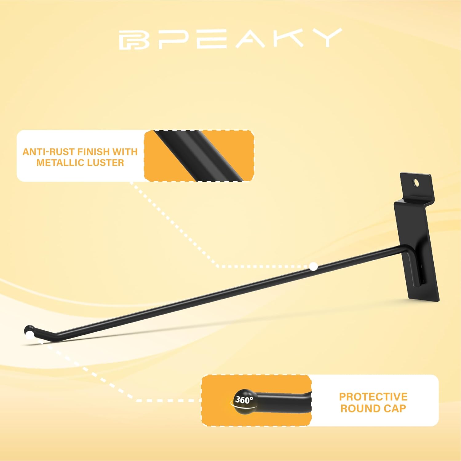 Ganchos de pared negros de 10 pulgadas, 25 piezas, accesorios de pared de listones resistentes, colgador de herramientas de pared de listones