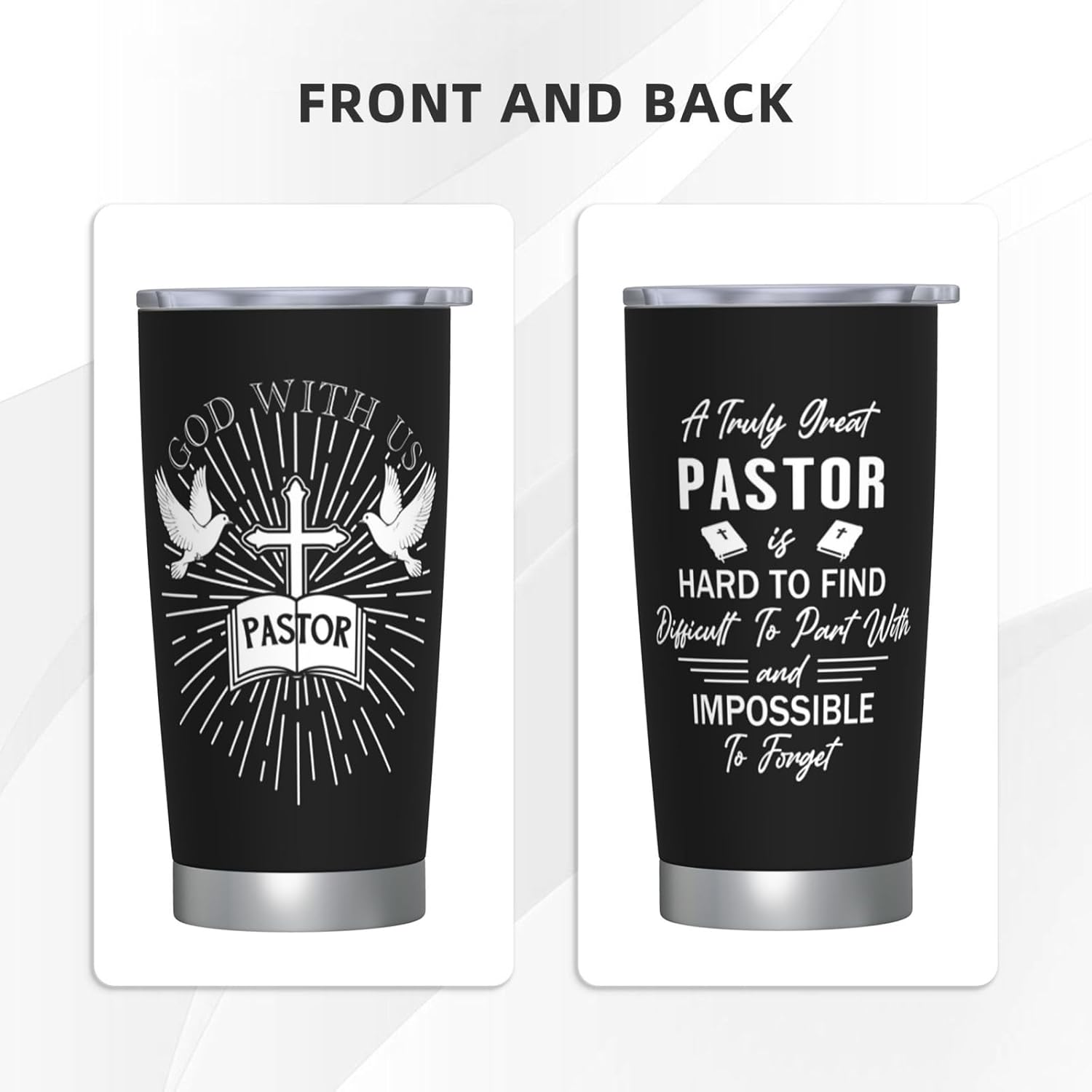 Regalos de agradecimiento para pastores, regalos para pastor para hombres, regalos para pastor, vaso de acero de 20 onzas con tapa, regalos