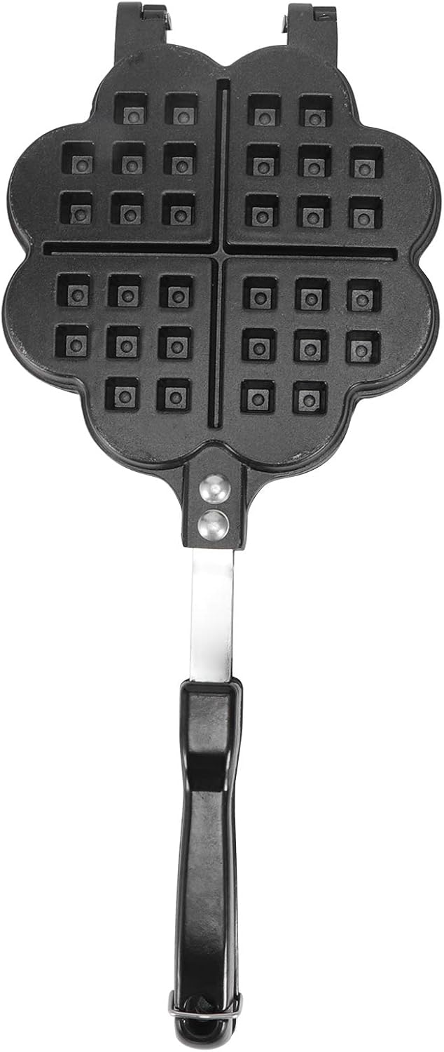 Máquina para hacer gofres, doble waflera abatible, molde de aleación de aluminio para tartas, placas antiadherentes para un fácil almacenamiento