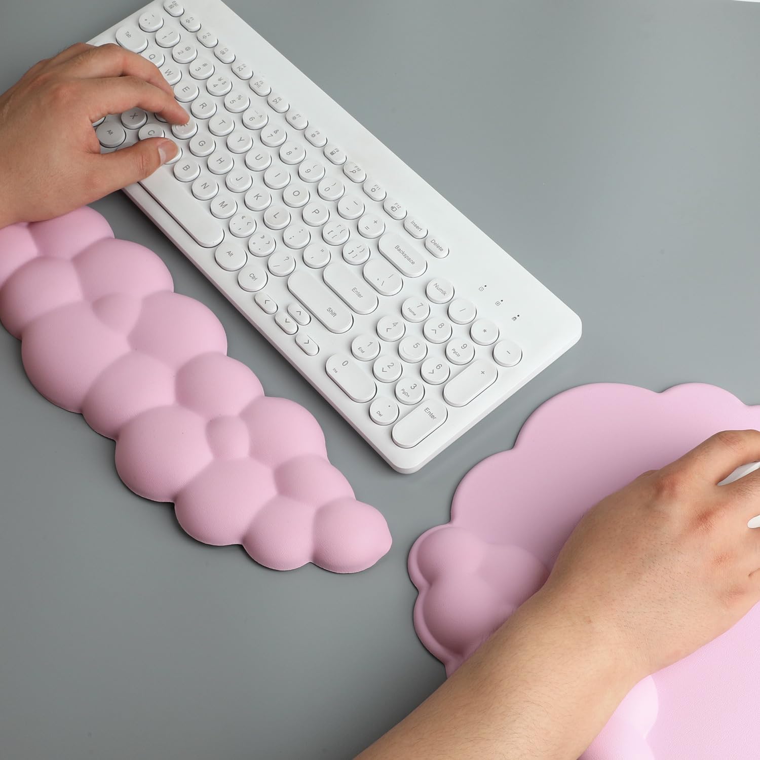 Reposamuñecas para teclado, alfombrilla para mouse con reposamuñecas, reposamuñecas de espuma viscoelástica, soporte de muñeca de diseño ergonómico