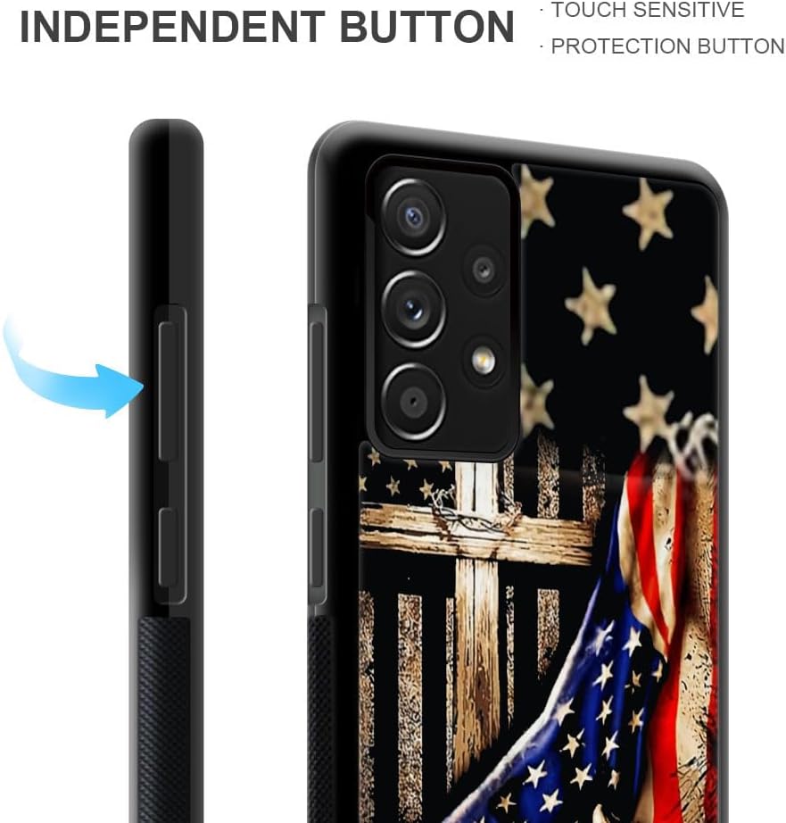 DAIZAG Funda compatible con Samsung Galaxy A32 4G, bandera estadounidense de madera cruzada para hombre y mujer, protección completa, a prueba de