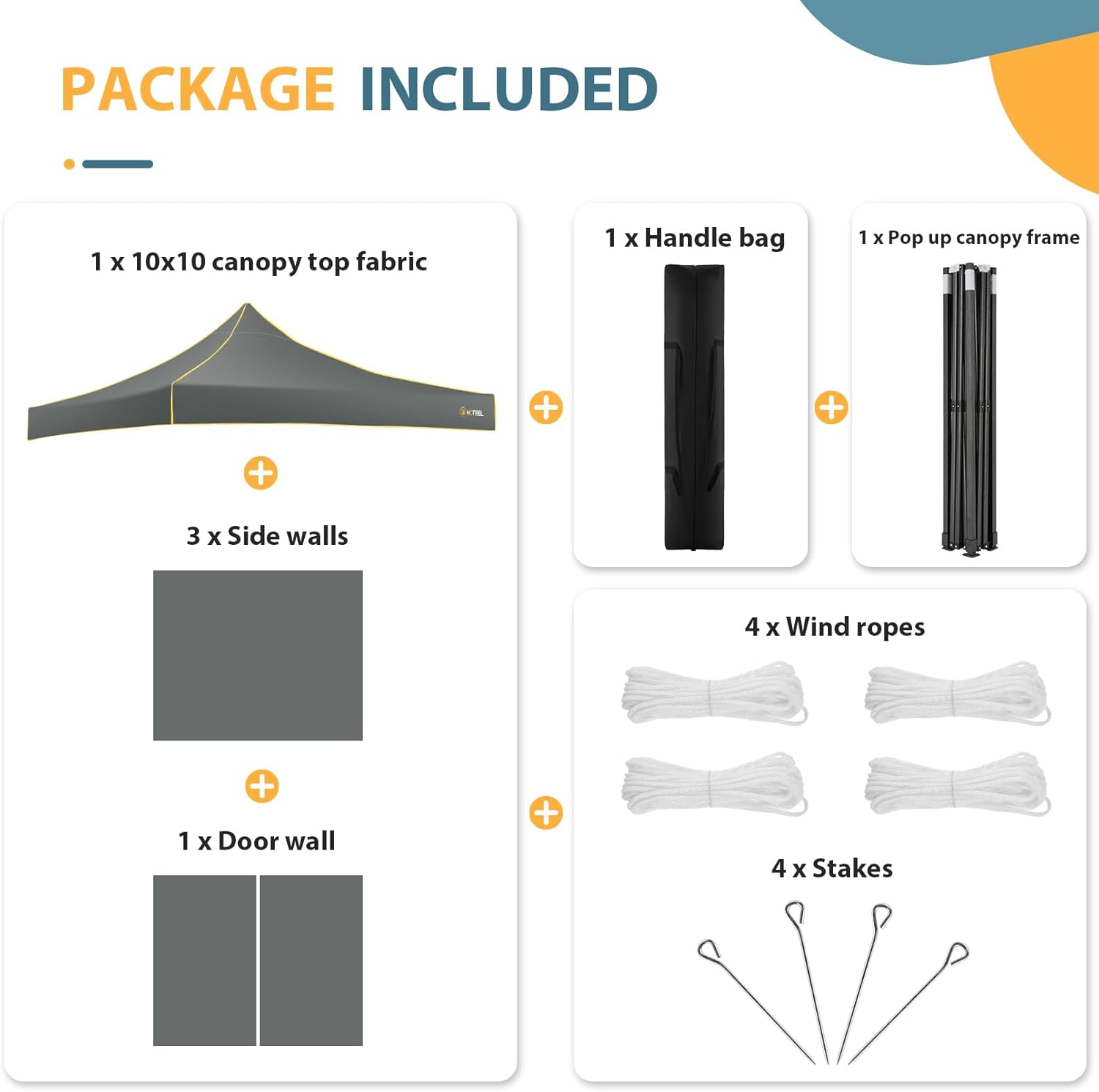 HOTEEL Tienda de campaña con toldo desplegable de 10 x 10, toldo Ez Up con paredes laterales, impermeable y UPF 50+, tienda de campaña instantánea