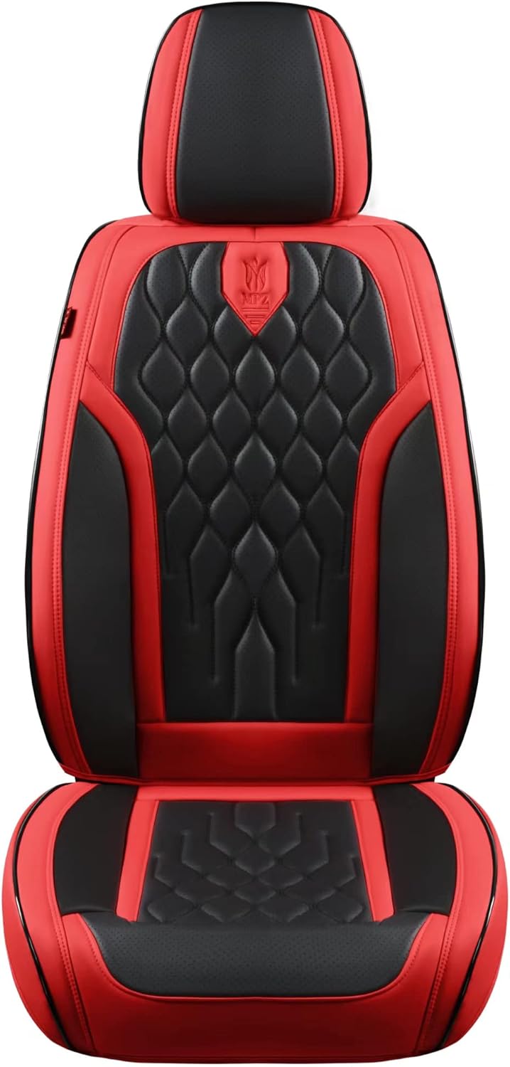 Juego completo de fundas de cuero sintético para asiento de automóvil, ajuste universal para la mayoría de los automóviles (negro y rojo, juego