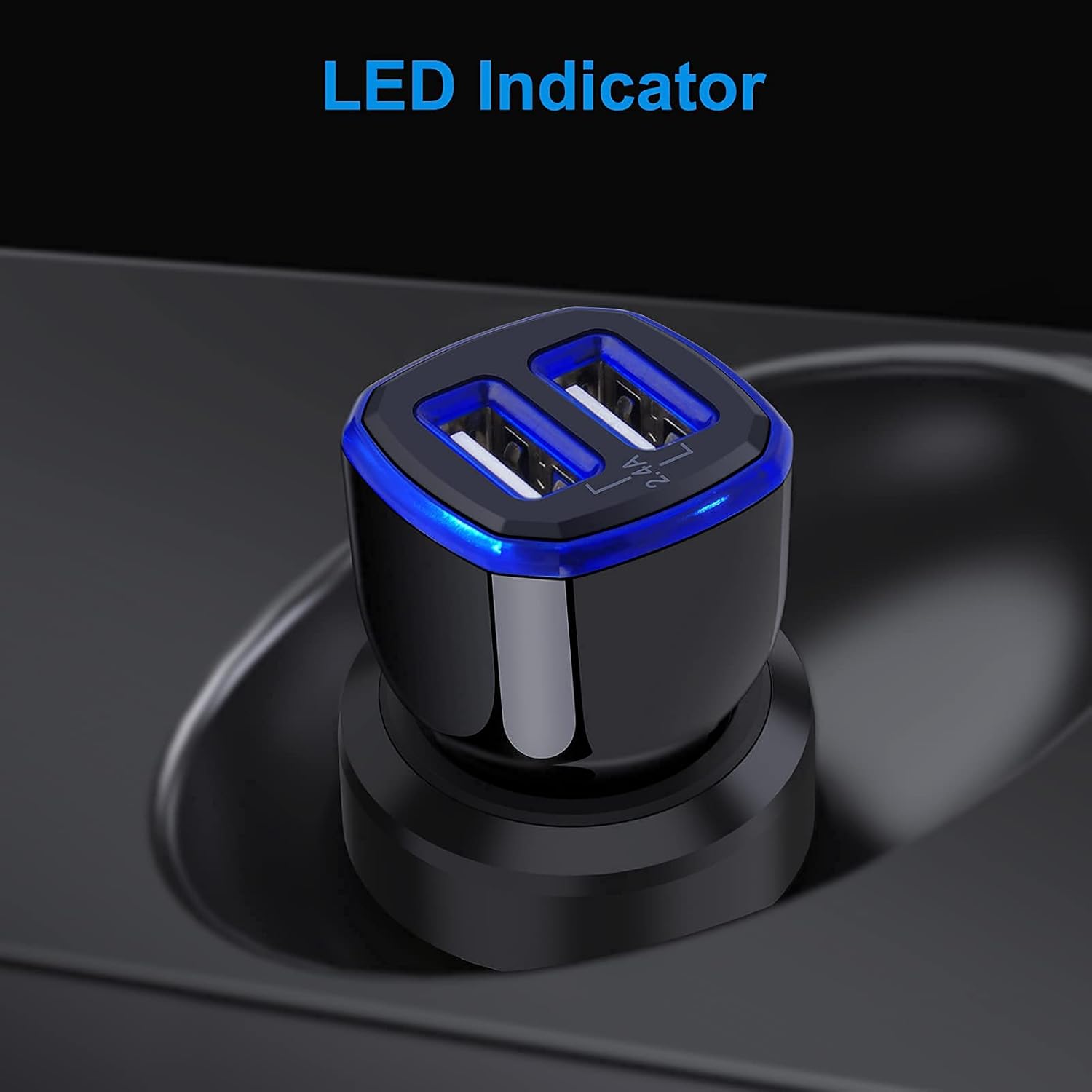 Cargador de coche USB, 5 unidades de 2.4 A, cargador de cigarrillos USB de doble puerto, adaptador de enchufe para iPhone 15 14 13 12 SE 11 Pro Max,