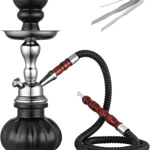 Juego completo de cachimba de 11 pulgadas con mini jarrón de cristal de cachimba de calabaza, cuenco de cerámica, manguera de mango de madera, pinza Juego completo de cachimba de 11 pulgadas con mini jarrón de cristal de cachimba de calabaza, cuenco de cerámica, manguera de mango de madera, pinza