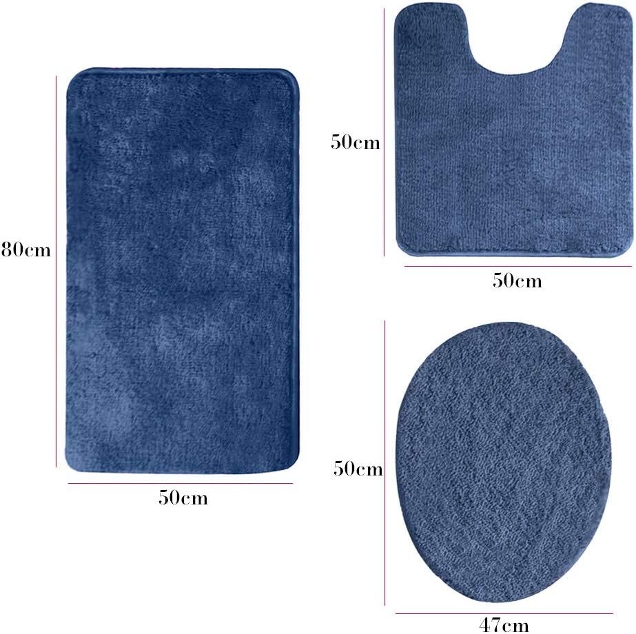 Juego de 3 alfombras de baño antideslizantes para pisos, ultra suaves, absorbentes y cómodas, alfombra de contorno en forma de U y cubierta de tapa
