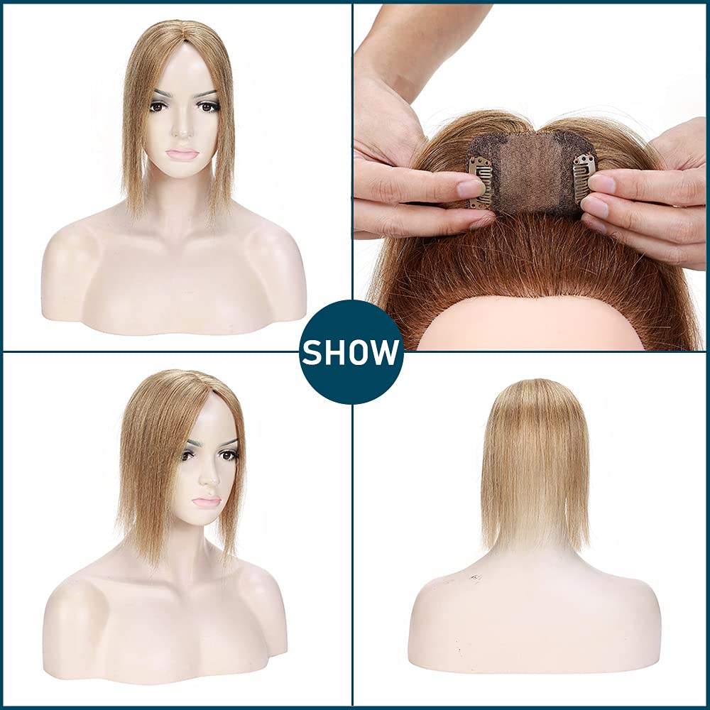 SEGO Toppers de cabello humano para mujeres con cabello fino, sin flequillo, 100% cabello humano real, pelucas de cabello humano superior, pelucas