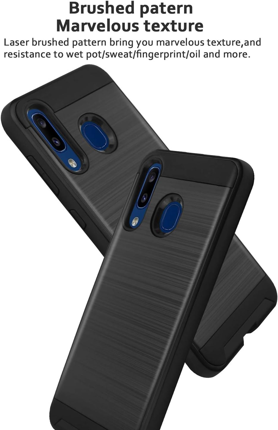 TJS Funda para teléfono compatible con Alcatel 3V 20195032W (no compatible con Alcatel 3V 2018), híbrida a prueba de golpes con acabado metálico con