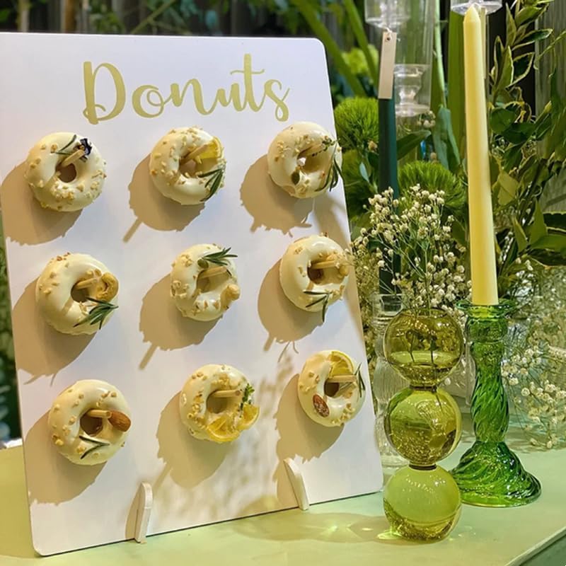 2 soportes de pared de madera con forma de rosquilla, reutilizables, rústicos, suministros de fiesta para bodas, cumpleaños, festivales, decoración