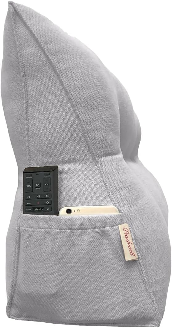 Peachwell Almohada triangular de lectura para reposo en cama, cojín grande para cabecera y respaldo, almohada de cuña con funda extraíble y dos