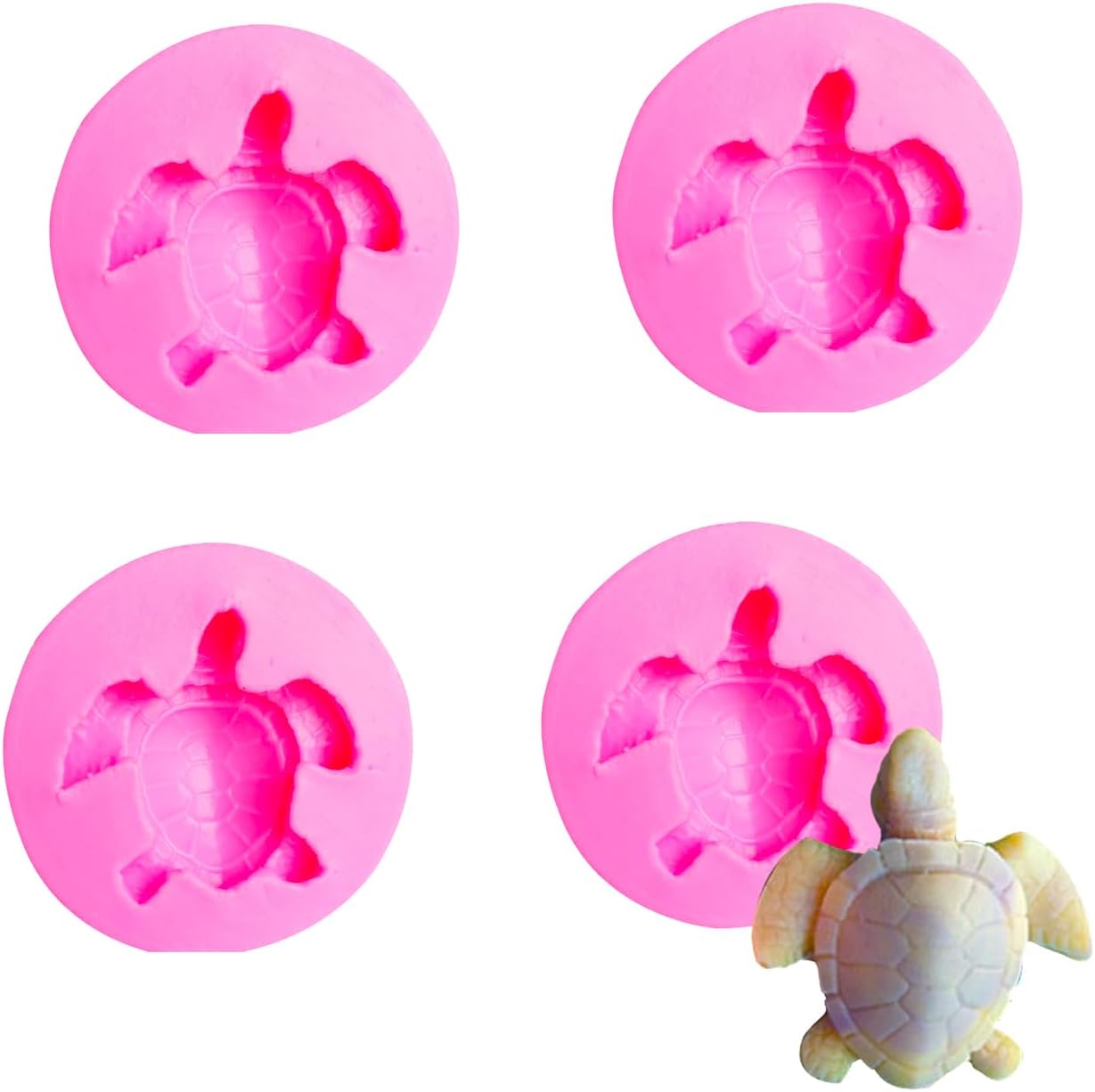 4 moldes de silicona 3D de tortuga marina para bricolaje cubitos de hielo hechos a mano para budín de helado, pudín de magdalena, decoración de
