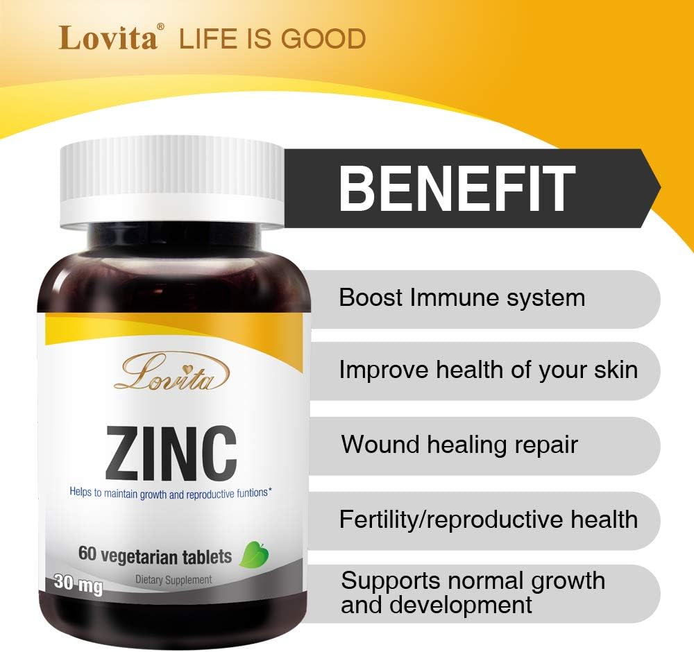 Zinc 30mg  Suplementos de zinc quelado bien absorbido para hombres y mujeres  Vegano, sin OMG, para apoyo inmunológico y piel sana  Sin gluten  60