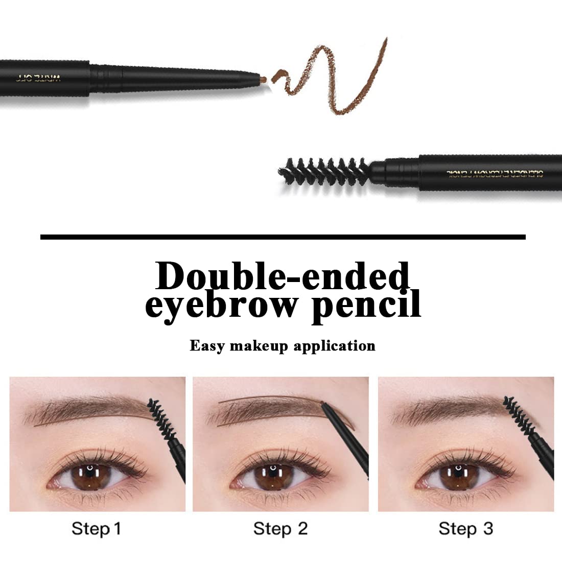 3 lápices de cejas diferentes, crean cejas de aspecto natural fácilmente y duran todo el día, 3 en 1 3 lápices de cejas, marrón claro #-0803083