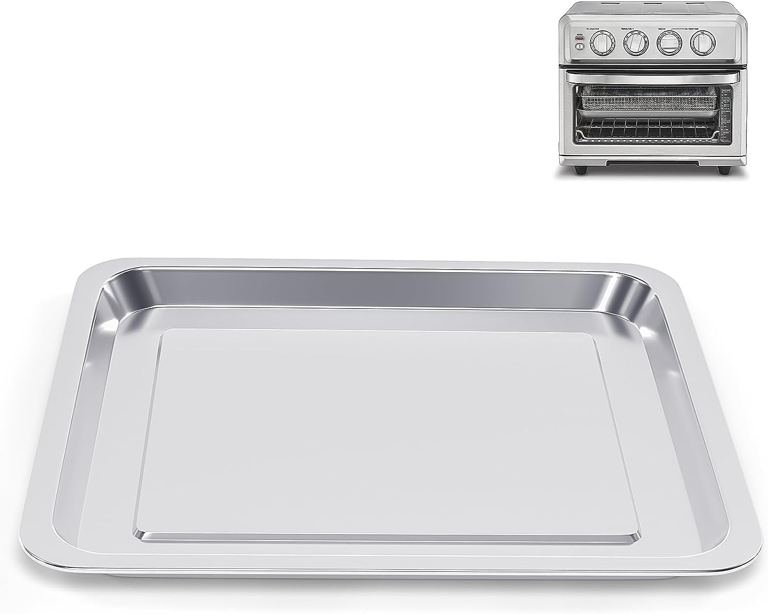 Bandeja para hornear de acero inoxidable compatible con bandeja de horno tostadora Cuisinart, adecuada para freidora de aire Cuisinart TOA-060 y