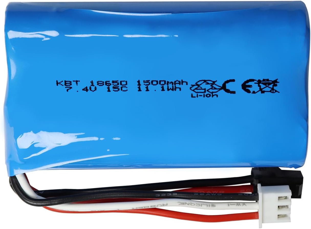 Batería de litio de coche KBT RC batería recargable de iones de litio de 7.4V 1500mAh, baterías de descarga de alto drenaje 15C para automóviles RC,