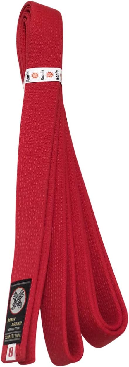 Ronin Deluxe – Cinturón de algodón rojo  Cinturón maestro para karate, Tae Kwon Do, Judo, Jiu-Jitsu artes marciales